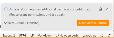 prompt to changes permissions. 