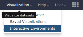 A drop down menu from the masthead of galaxy shows interactive environments as well.