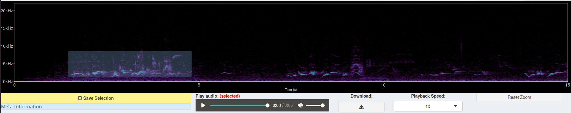 Selection on sonogram. 