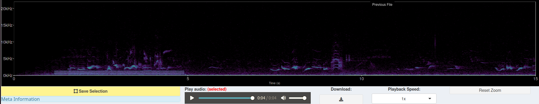 Selection on sonogram second example. 