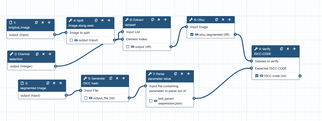Workflow diagram showing ISCC verification in an image analysis pipeline. 