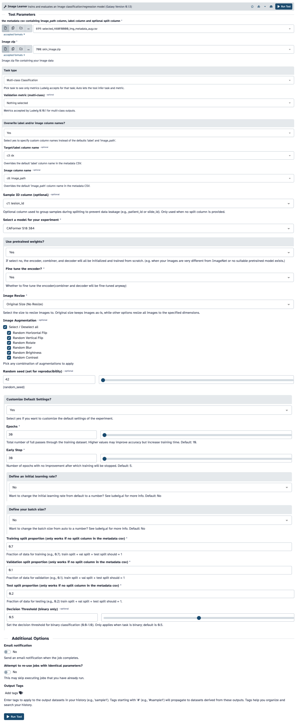 GLEAM Image Learner tool interface.