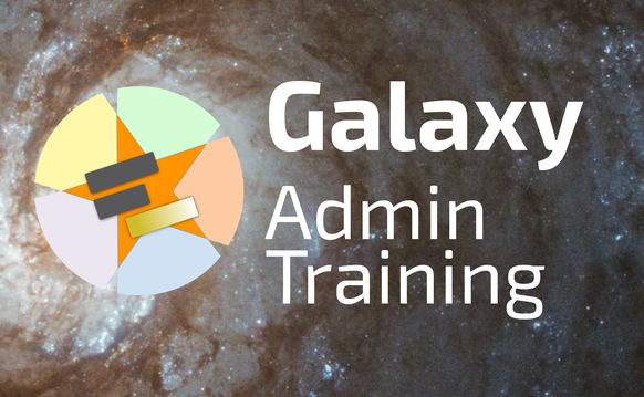 GTN logo on a spiral galaxy background with text galaxy admin training