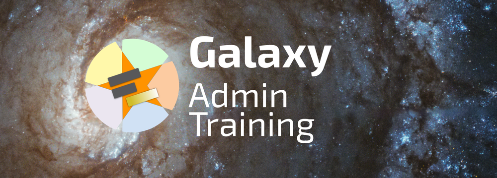 GTN Logo on a spiral galaxy background with text galaxy admin training