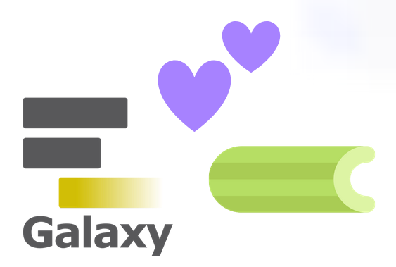 galaxy logo next to celery logo, with two purple hearts