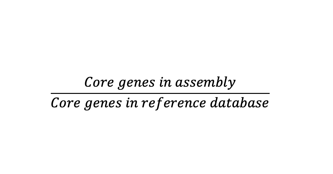 Formula to estimate assembly completeness for core genes