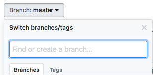 Selecting branch on GitHub. 