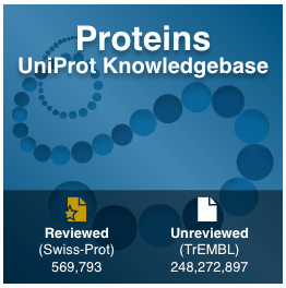 The UniProtKB, at the time of creation of these slides, includes 596793 manually curated entries (Reviewed) in Swiss-Prot and 248272897 Unreviewed entries in TrEMBL