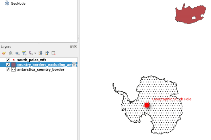 Image of QGIS interface showing the resulting map of all your changes since the beginning of the tutorial. 