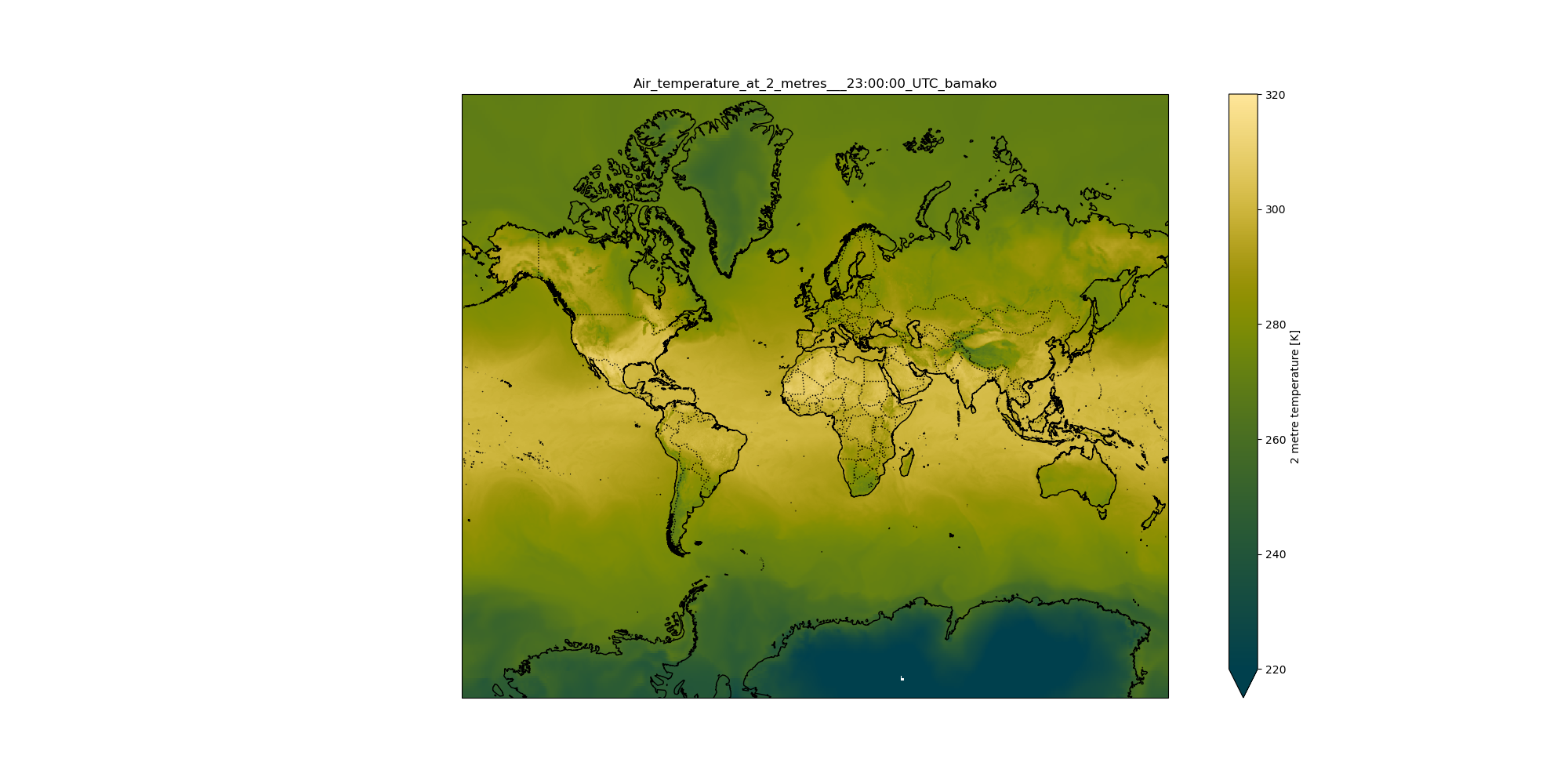 ECMWF Reanalysis Air temperature a 2 metres on 2022-05-25 >at 18:00:00. 