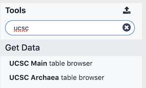 Screenshot of toolbox with ucsc entered in search