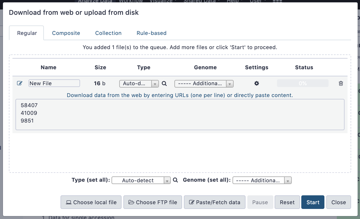 Select Paste/Fetch data