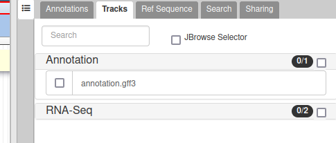 Zoomed in screenshot of the track menu with the Annotation set of tracks expanded showing Augustus and NCBI AnnotWriter genes.