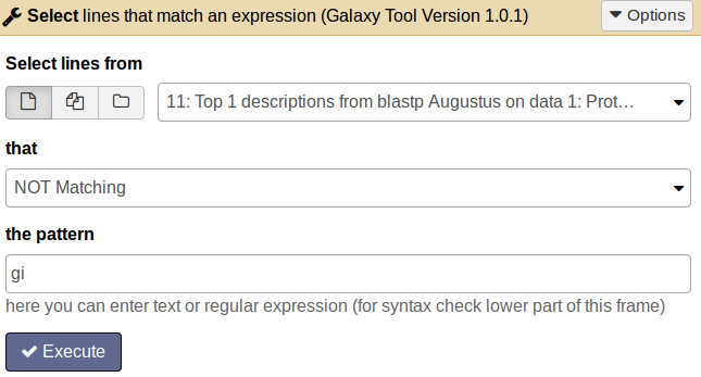 Select lines that match an expression tool interface and parameters