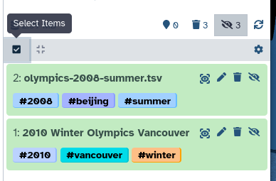 select datasets from history. 