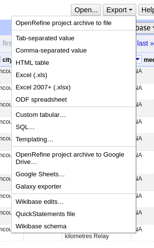 button to export to Galaxy. 