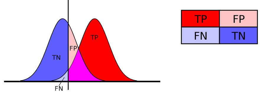 visual representation of True Positive, True Negative, False Positive, and False Negative.