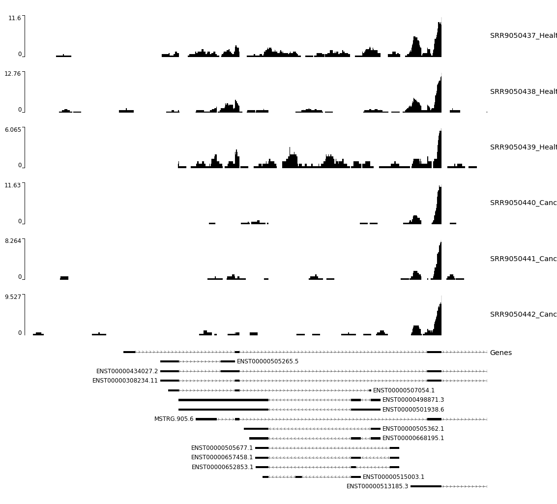 Figure 19. RGMB gene isoform expression profile plot. 