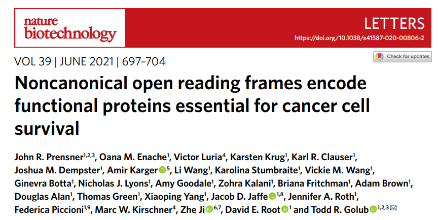 Noncanonical open reading frames enconde functional proteins essential for cancer cell survival.