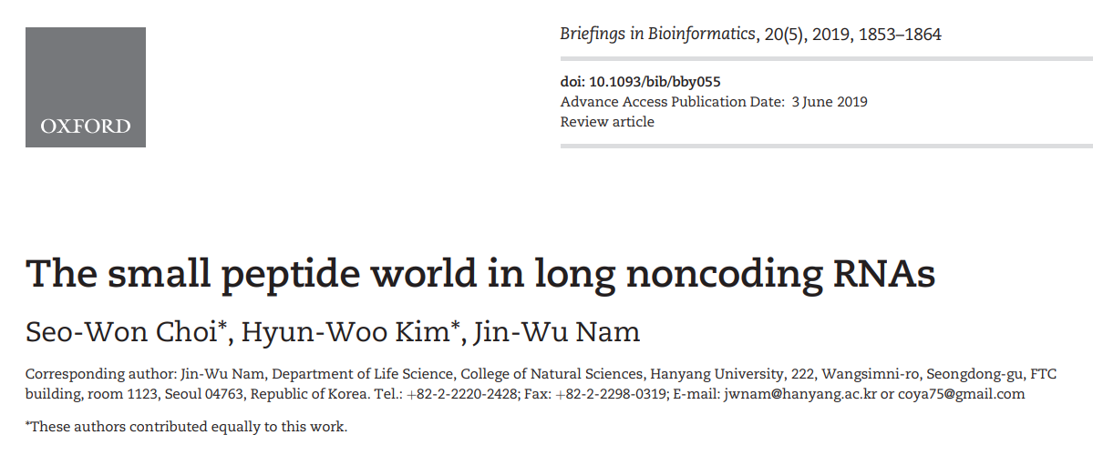 The small peptide world in long noncoding RNAs.